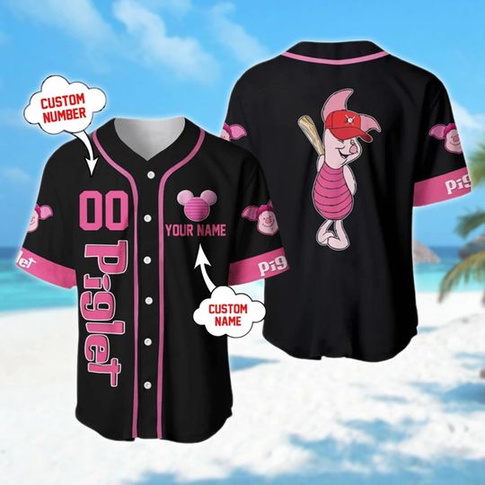 Custom Name & Number Pink Pig Baseball Jersey