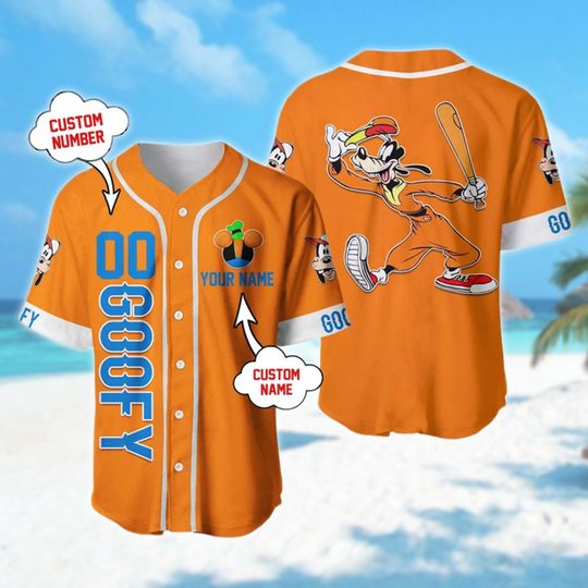 Custom Name & Number Orange Dog Baseball Jersey