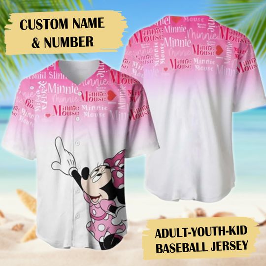 Lovely Mouse Baseball Jersey, Custom Name Baseball Jersey, Cartoon Movie Jersey Shirt Gift