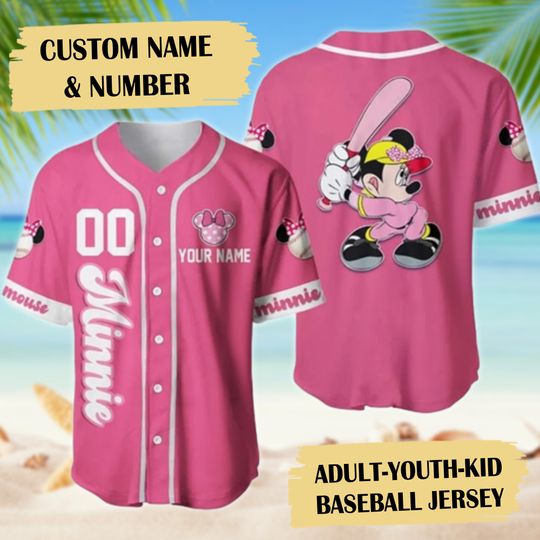 Cute Girl Mouse Baseball Jersey, Custom Name Baseball Jersey, Cartoon Movie Jersey Shirt Gift