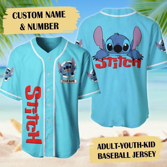 Cute Blue Dog Baseball Jersey, Custom Name Baseball Jersey, Cartoon Movie Jersey Shirt Gift