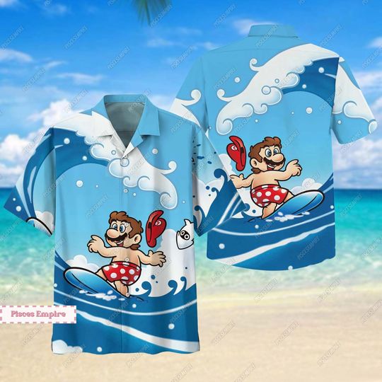 Super Mario Shirt, Super Mario Hawaiian Shirt, Super Mario