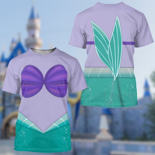 Cute Mermaid Women Costume 3D Shirt, Mermaid Little Princess Cosplay Outfit, All Over Print 3D Shirt