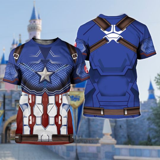US Captain Costume 3D Shirt, Captain Hero Armor Suit, Superhero Halloween Cosplay 3D Outfits