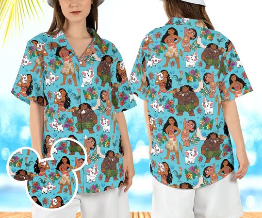 Moana Movie Characters Hawaiian Shirt, Moana Princess Tropical Hawaii Shirt, Moana Beach Aloha Shirt