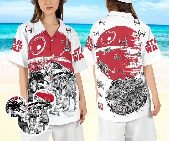 Star Wars Battle Hawaiian Shirt, At At Walker Tropical Hawaii Shirt, Galaxy Edge Beach Aloha Shirt