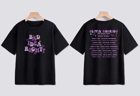 GUTS Album Bad Idea Right Tour 2024 Olivia World Tour Double Sided Shirt