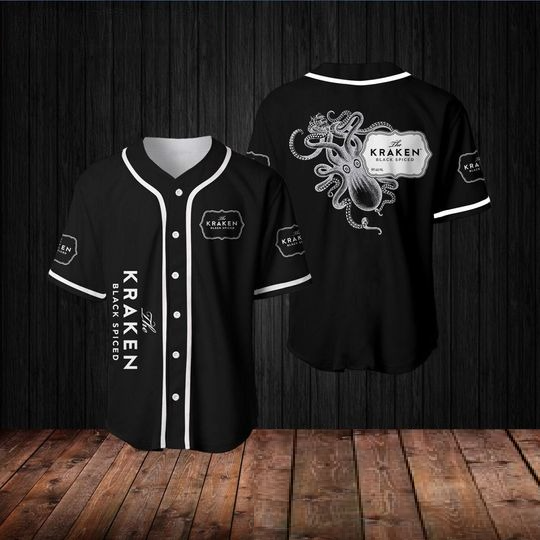 Black The Kraken Rum Baseball Jersey, The Kraken Jersey Shirt, Rum Baseball Shirt