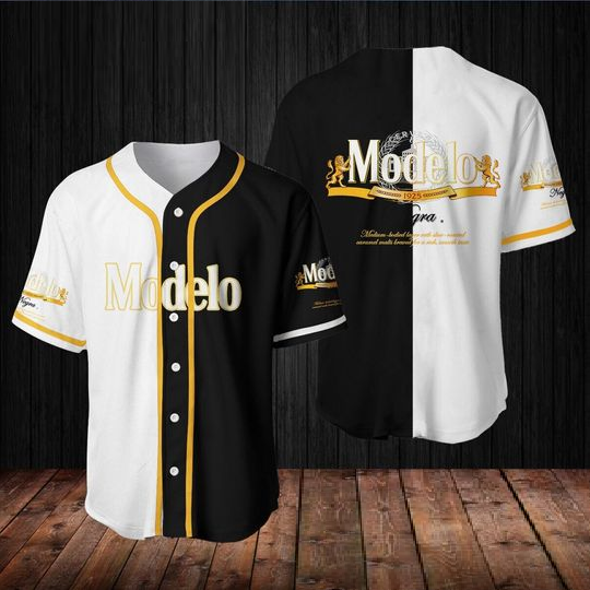 White and Black Modelo Negra Baseball Jersey, Modelo Jersey Shirt