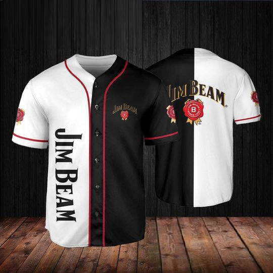 Black and White Jim Beam Baseball Jersey