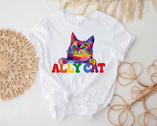 Ally Cat LGBTQ, Ally Pride, Vintage Lgbt Shirt, Pride Month Gift, Human Rights