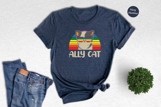 LGBT Ally Cat Shirt, Pride Cat Shirt, Pride Parade Shirt, LGBT Support Shirt