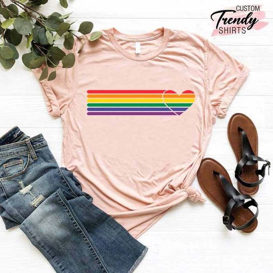 Rainbow Heart Shirt, Pride Heart Shirt, LGBT Shirt, LGBT Shirt For Babies