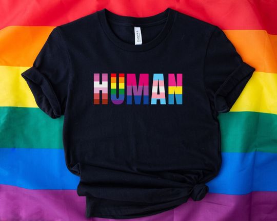 LGBT Rainbow Human Shirt, LGBT Support Tee, Gift for Lesbian Friend, Gift for Gay Friend