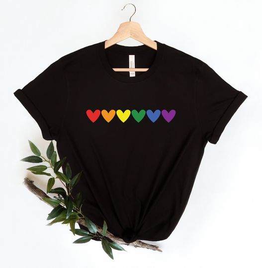 Rainbow Hearts Shirt, LGBT Rainbow Hearts Shirt, Pride Shirt, Pride Month Shirt
