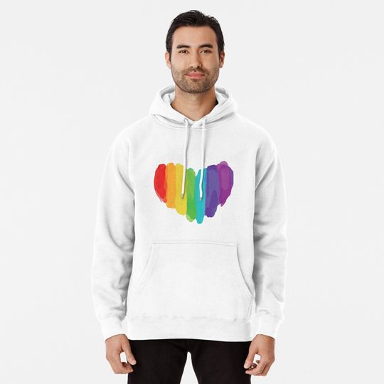 LGBTQ Watercolor Love Heart Pullover Hoodie