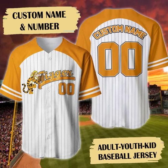 Personalized Bouncing Tiger Baseball Jersey