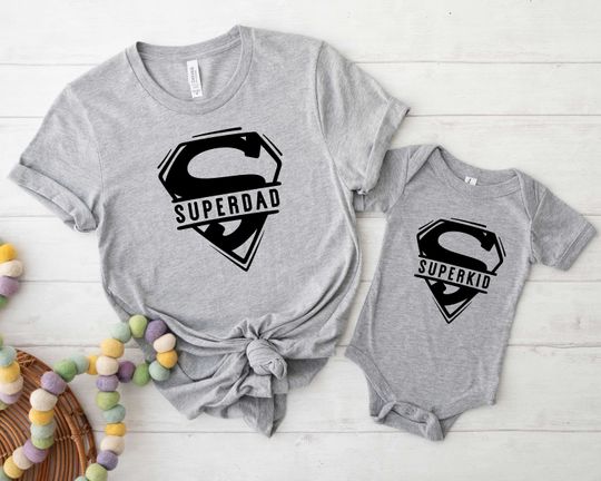 Super Dad and Super Kid Shirt, Super Daddy Shirt, Dad and Kid Matching Shirt, Fathers Day Shirt