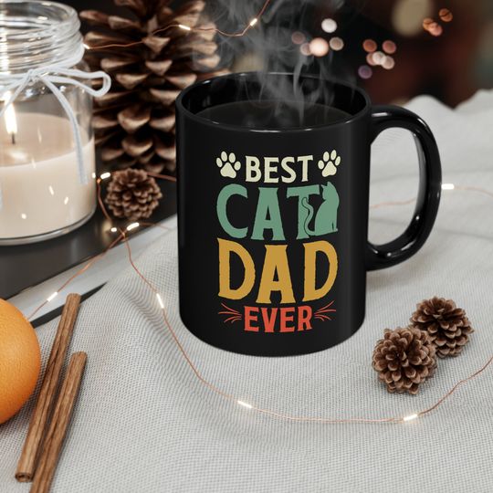Cat Dad Mug, Cat Mug, Cat Dad Gift, Black Cat Mug, Best Cat Dad Ever, Cat Coffee Mug