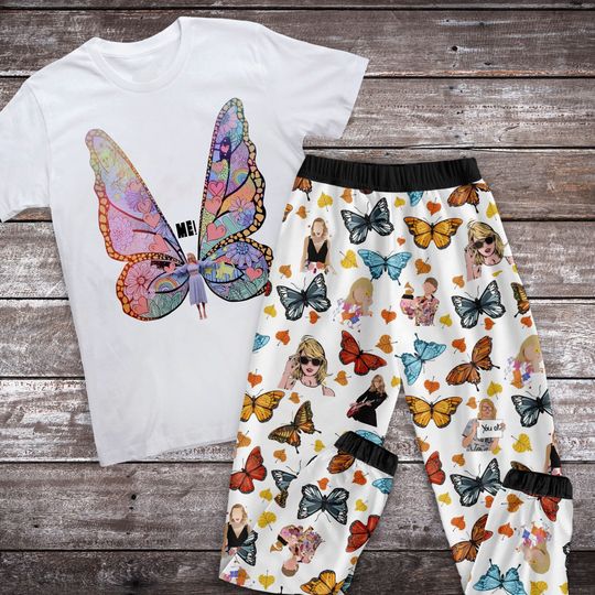 Taylor Butterfly Pajamas Set, Taylor Personalized Family Pajamas