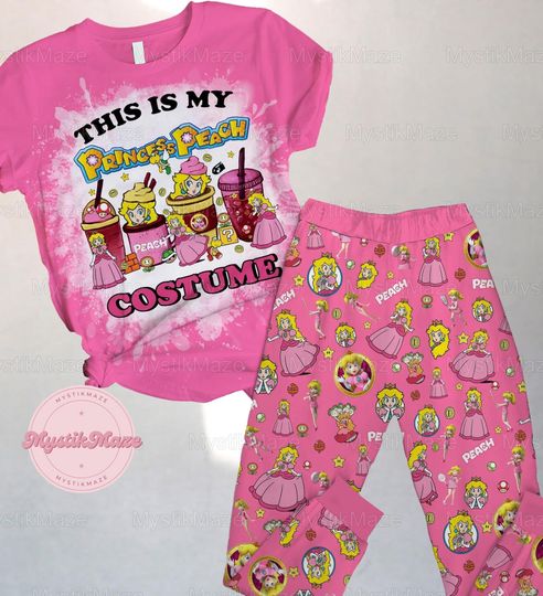 Princess Peach Pajamas Set, Princess Peach Holiday Pajamas
