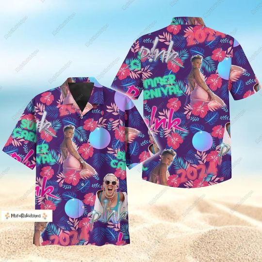 Pink P!nk Shirt, Pink Singer Hawaii Shirt, Pink Carnival Summer Shirt