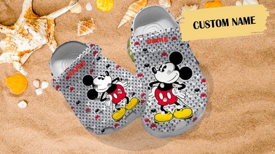Personalize Cute Mouse Clog Shoes, Custom Name Mouse Clogs