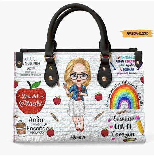 Personalized Leather Bag, Gift For Spanish Teacher, Teacher's Day