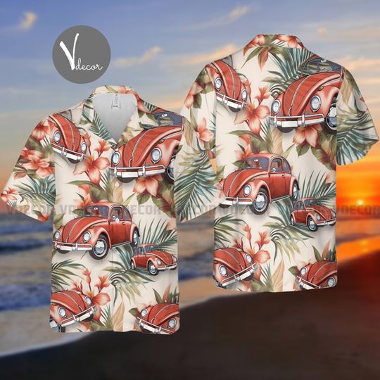 Car Tropical Pattern Hawaiian Shirt, Car Summer Shirt, 3D Aloha