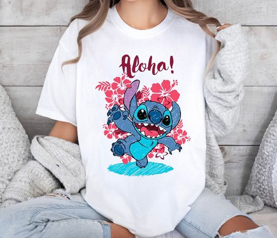 Cute Aloha Hawai Stitch Disney Shirt, Stitch Summer T-Shirt, Disney Stitch Shirt