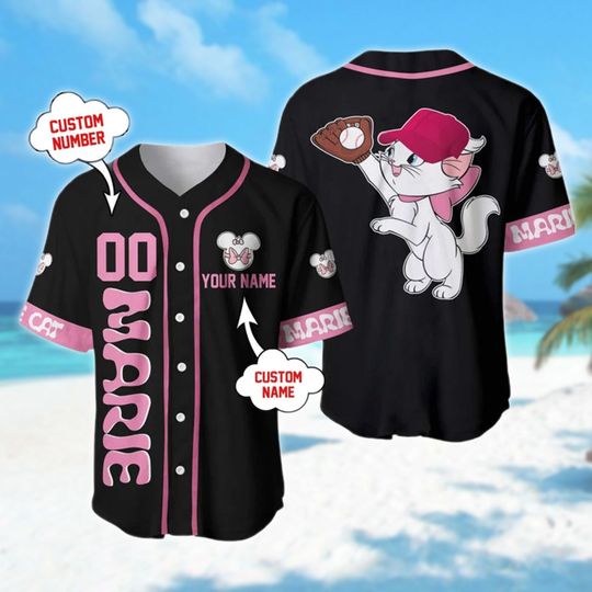 Custom Name & Number Cat Baseball Jersey, Lady Cat Movie Character Women Shirt