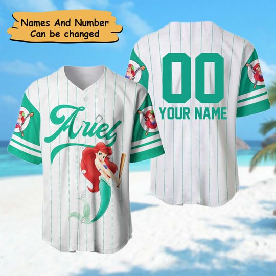 Custom Name & Number Princess Mermaid Baseball Jersey