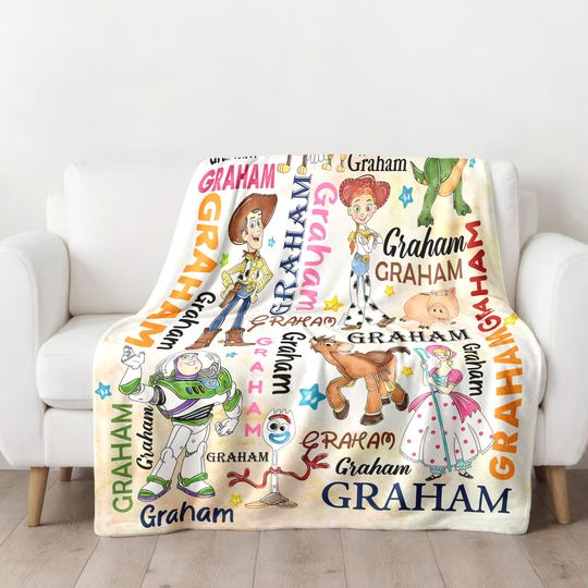 Personalized Toy Characters Blanket, Toy Movie Fleece Blanket,