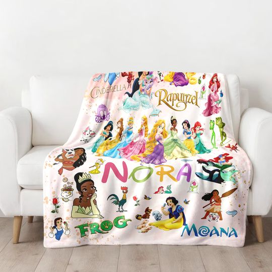 Personalized Watercolor Princess Blanket, Magic Kingdom Fleece Blanket