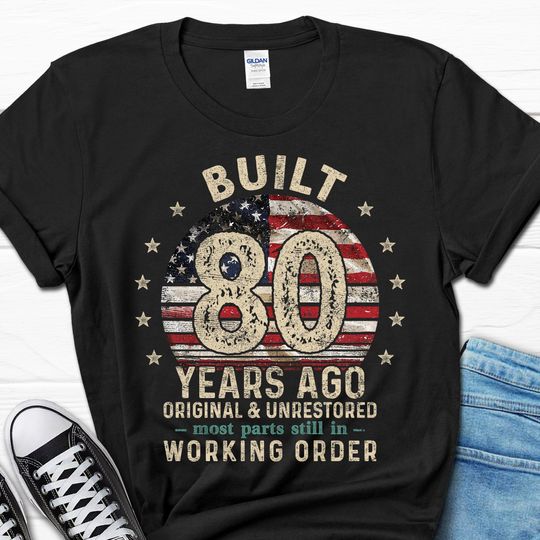 Built 80 Years Ago Shirt, Vintage 1944 Shirt, 80th Birthday Gift, Turning 80 Gift, Retro Classic T-Shirt