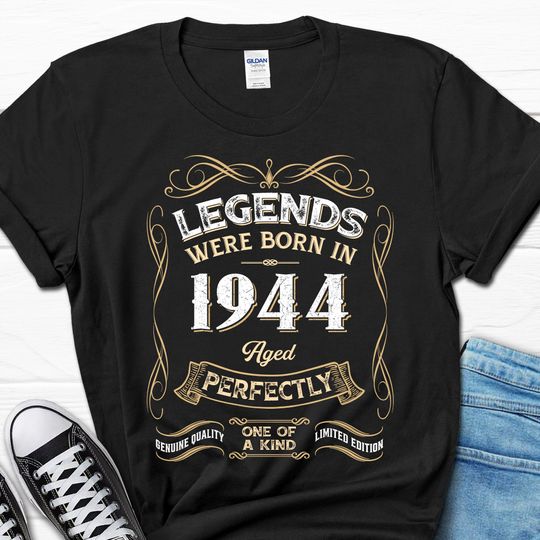 80th Birthday T-Shirt For Men, Legends Were Born In 1944 Gift, 80 Years Old Men's Gifts