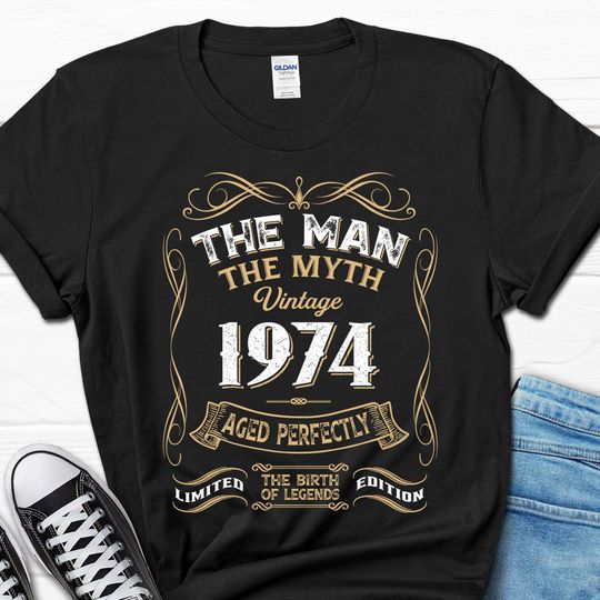 The Man The Myth Vintage 1974 Aged Perfectly Shirt, Gift for Grandpa, 50th Birthday Men's Shirt