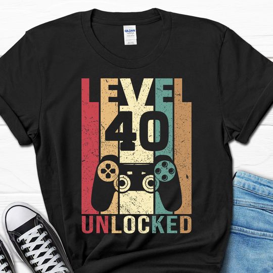 Level 40 Unlocked Shirt, 40th Birthday Shirt, 40 Years Old Gift, Video Game Gift