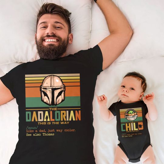 Dadalorian and Child Matching Shirt, Custom Dad Shirt, Pregnancy Announce First Father's Day Gift