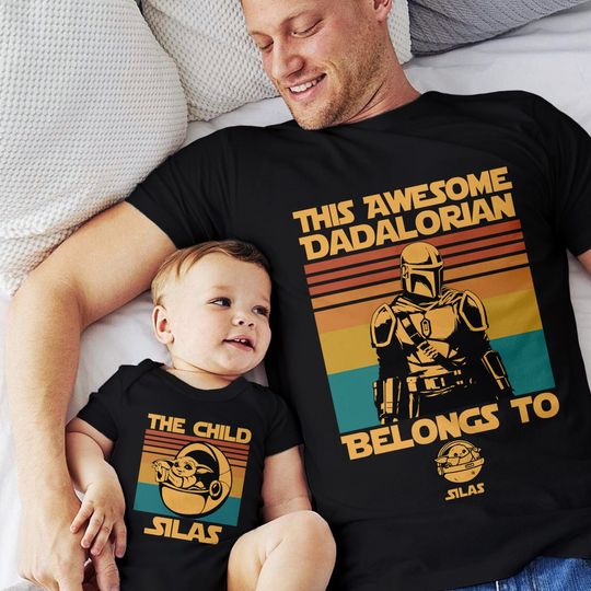 Personalized Dadalorian And The Child Shirt, Dad and Baby Matching Shirt, Daddy Gifts