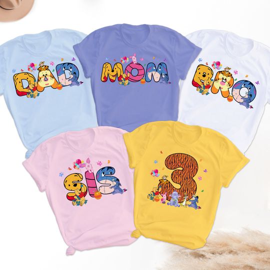 Personalized Pooh Birthday Shirt, Pooh Birthday Party Theme Shirt