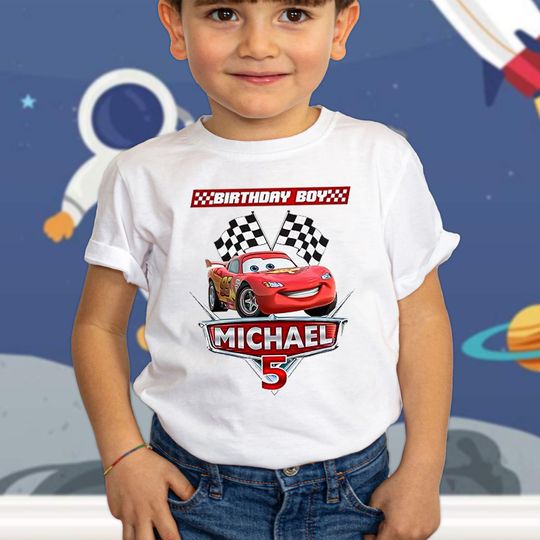 Personalized Racing Car Birthday Family Matching Shirt, Red Car Movie Birthday Boy Shirt
