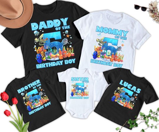 Personalized Underwater Journey Family Birthday T Shirt, Aquatic Animated Movie Shirt