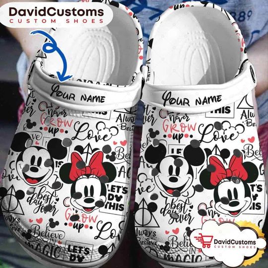 Personalized Cute Mickey And Minnie Couple Clogs Shoes
