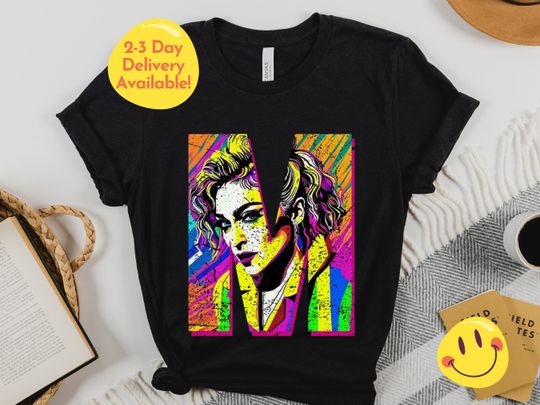 M 80s colorful shirt for women Concert shirt Birthday Gift