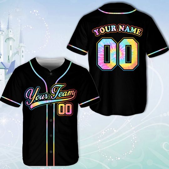 Personalized Team Name And Number Baseball Jersey, Custom Tie Dye Baseball Jersey Shirt