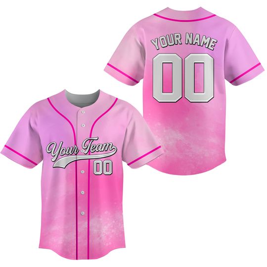 Personalized Team Name And Number Baseball Jersey, Custom Pink Baseball Jersey Shirt