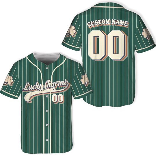 Personalized St Patrick's Day Baseball Jersey, Custom Lucky Charms Baseball Jersey