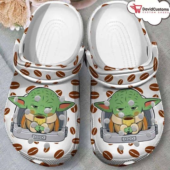 Coffee Spelled Backwards Baby Yoda Disney Clogs Shoes