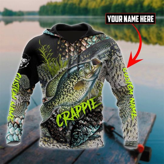 Personalized Unisex Novelty Hoodie Crappie Fishing Pullover , Crappie Fishing Hoodies